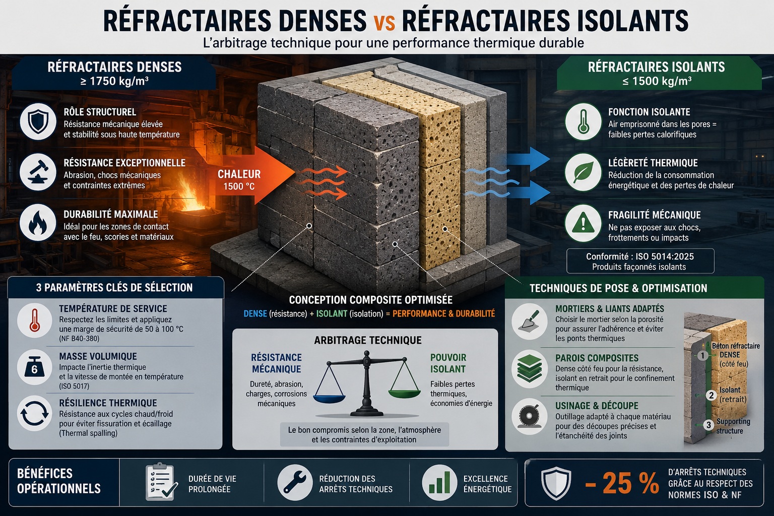 Réfractaires denses vs isolants